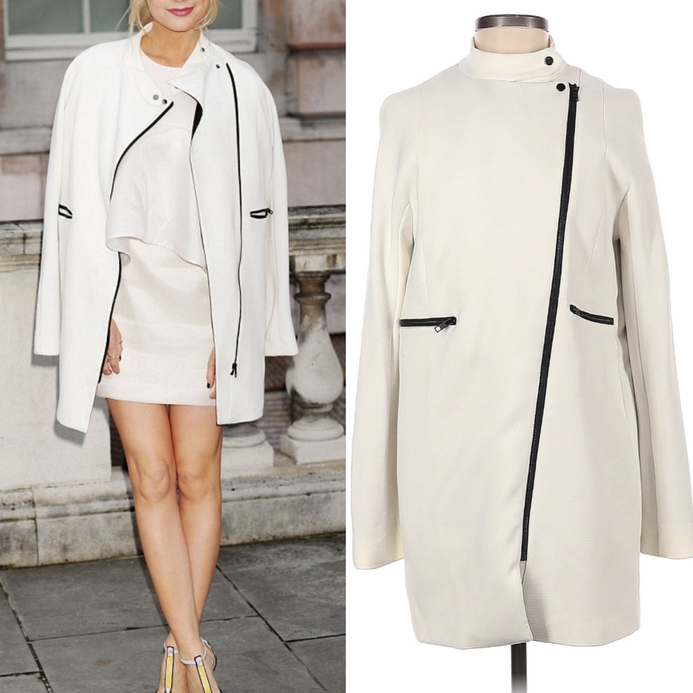 ASOS Warehouse Ivory Asymmetrical Zip Up Jacket